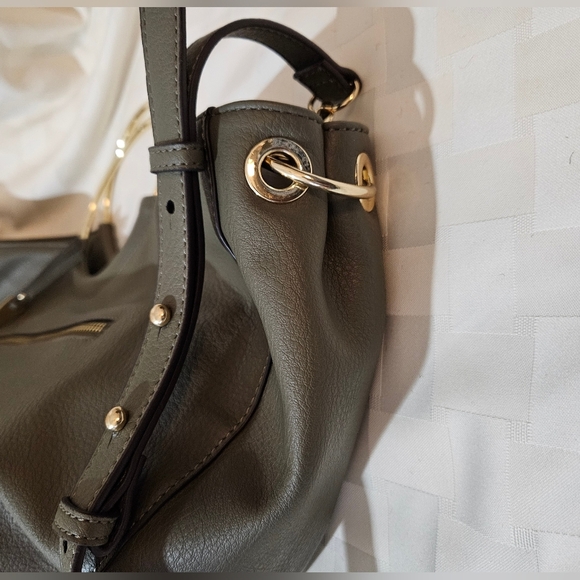 INC-International Concept Studded Army Green Leather Hobo Bag - Picture 8 of 13